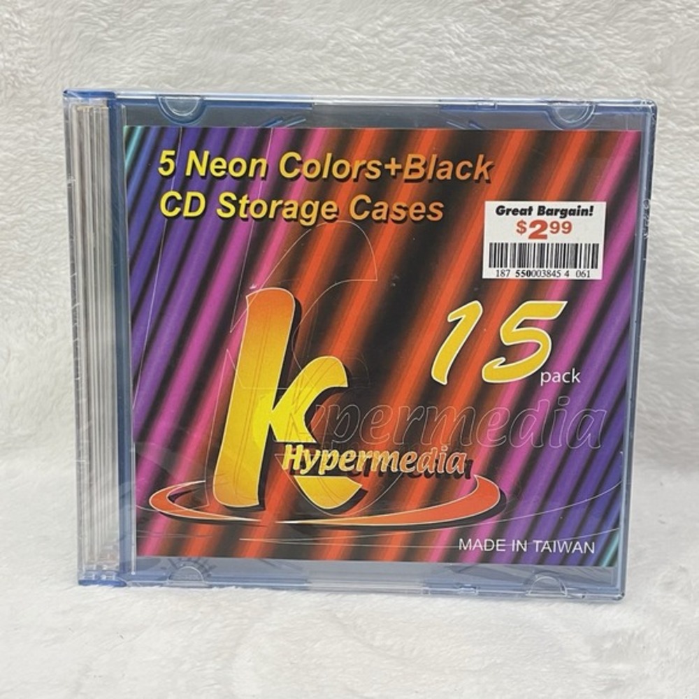 15 NEW K Hypermedia CD Storage‎ Jewel Cases. 5 Neon Colors & Black. Sealed B2